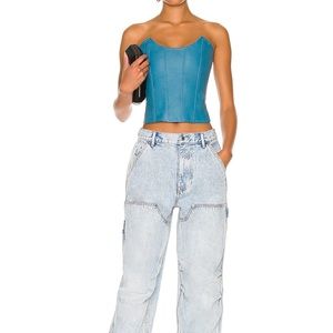 MIAOU LEIA BLUE LEATHER CORSET SZ NWT